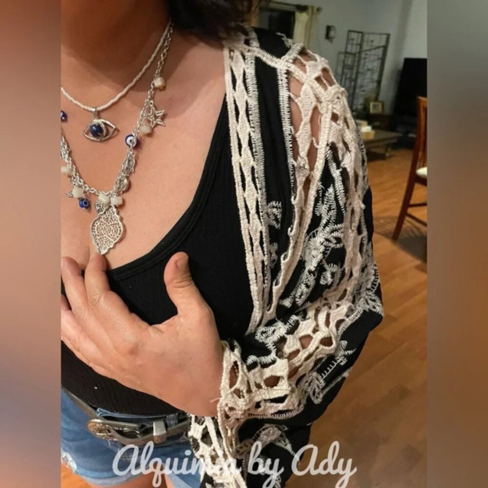 Lapis lazuli multi charms layered necklace - Picture 5 of 5